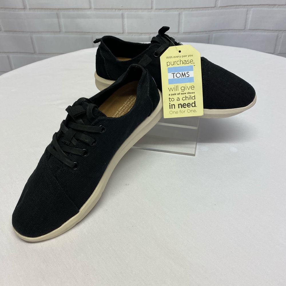 Toms Men Del Rey Black Linen Shoes Men Sz 7 / 8.5